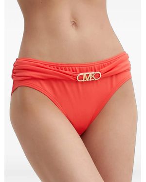 MICHAEL Michael Kors Bas De Bikini Froncé À Plaque Logo - Red