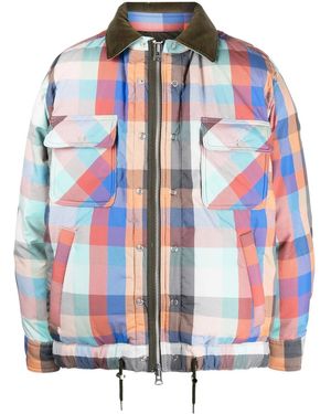 Sacai Check-Pattern Zip-Up Bomber Jacket - Blue
