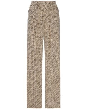 Balenciaga All-Over Logo-Print Silk Pants - Natural