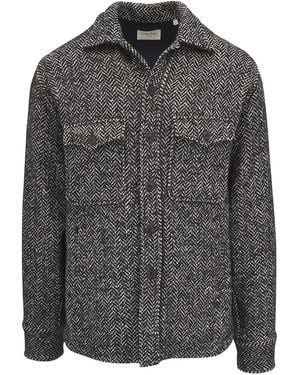 Tintoria Mattei 954 Herringbone-Pattern Overshirt - Grey