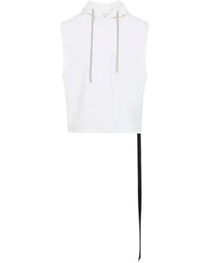 Rick Owens Gilet Sans Manches À Capuche - White