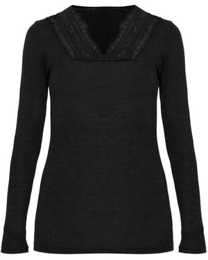 Hanro Chemise Marcia Bordée De Dentelle - Black