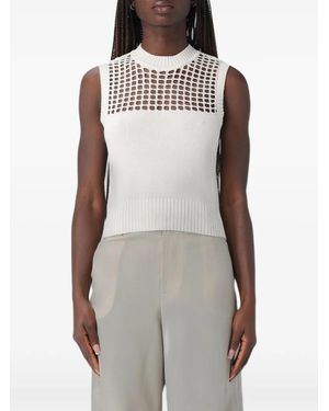 Emporio Armani Mesh-Knit Sleeveless Top - Grey