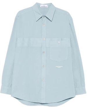 Stone Island Logo-Embroidered Shirt - Blue