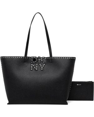 DKNY Studded-Logo Tote Bag - Black