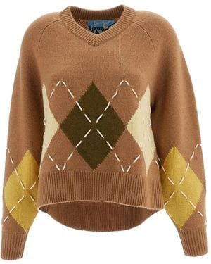 arch4 Sloane Pullover Mit Argyle-Intarsie Und V-Ausschnitt - Braun