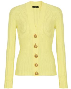 Balmain V-Neck Buttoned Cardigan - Yellow