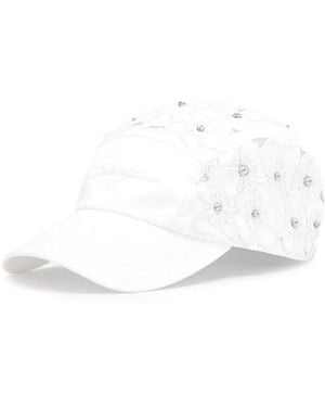 Dolce & Gabbana Cotton Embellished Floral Baseball Cap - White