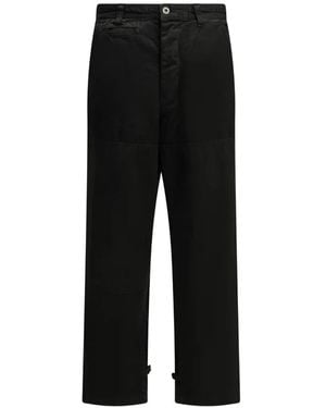 A.PRESSE Military Double Knee Herringbone-Weave Panelled Trousers - Black