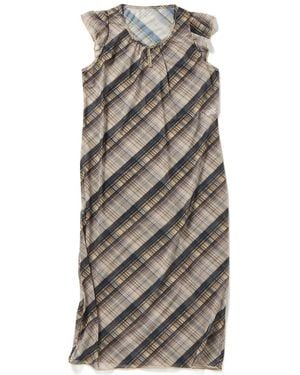 PERVERZE Vestido Con Volantes Y Cuadros Estampados - Blanco
