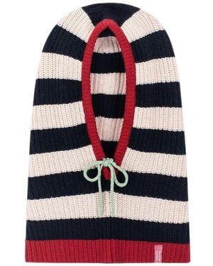 Favorite People Bus Stop Striped Knitted Balaclava - White