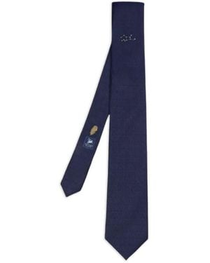 Elios Milano Virgo Geometric-Pattern Silk Tie - Blue
