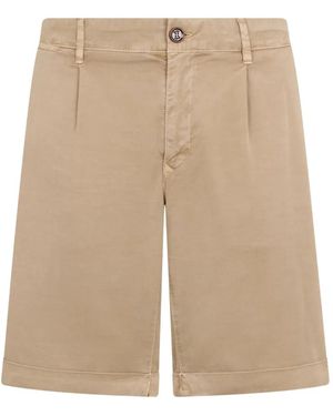 Moorer Pleat Turn-Up Shorts - Natural