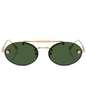 Versace Lunettes De Soleil À Monture Ovale - Vert