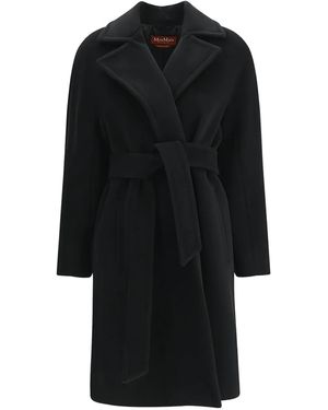 Max Mara Belted Wool Coat - Black