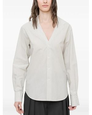 MM6 by Maison Margiela Pinstripe V-Neck Shirt - Purple