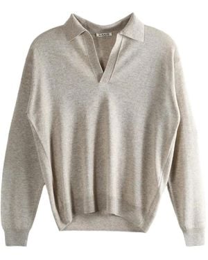 AURALEE Jersey con cuello en V - Blanco