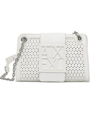 ARMANI EXCHANGE Perforated Logo-Plaque Cross Body Bag - White