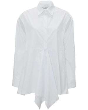 JW Anderson Cotton Poplin Peplum Drape Shirt - White