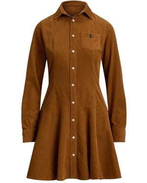 Polo Ralph Lauren Corduroy collared shirt dress - Marrón