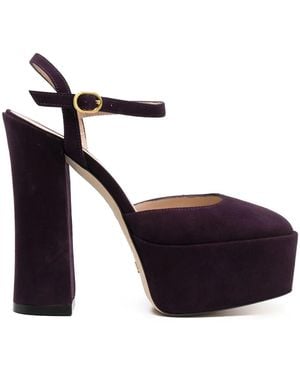 Stuart Weitzman Suede Platform Court Shoes - Black