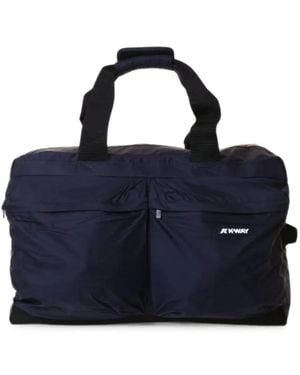 K-Way Logo-Print Holdall Bag - Blue