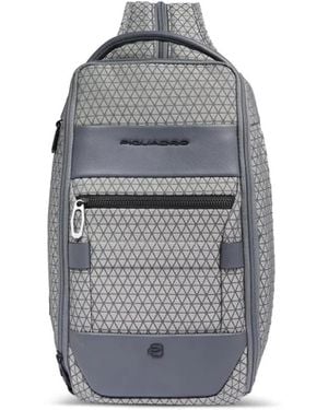 Piquadro Sac À Dos À Motif Géométrique - Gris