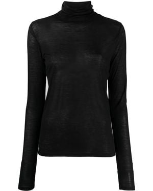 Baserange Rollneck Long-Sleeve Bamboo T-Shirt - Black