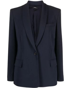 Theory Single-Breasted Shawl-Lapels Blazer - Blue