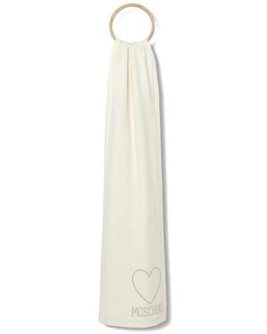 Moschino Heart-Embellishment Scarf - White