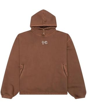 THUG CLUB Devil Peace Back-Patch Hoodie - Brown
