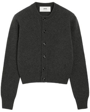 Ami Paris Charcoal Cashmere Cardigan - Schwarz