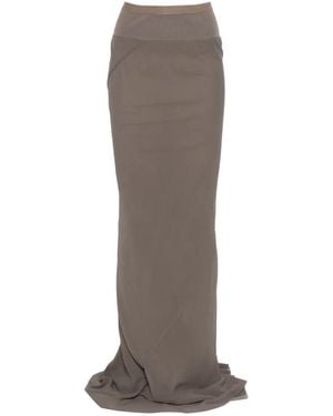 Rick Owens Ribbed Trim Maxi Skirt - Brown
