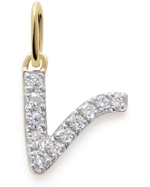 Monica Vinader 14Ky V Diamond Pendant - White