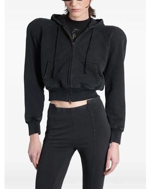 Vetements Padded-Shoulder Zip-Up Hoodie - Black