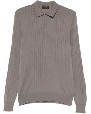Dell'Oglio Ribbed Polo Shirt - Grey