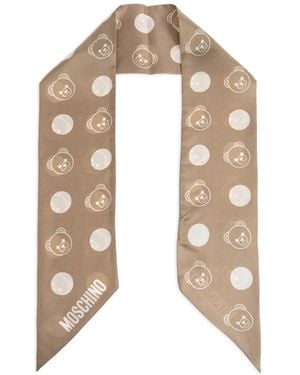 Moschino Teddy Bear Silk Scarf - Natural