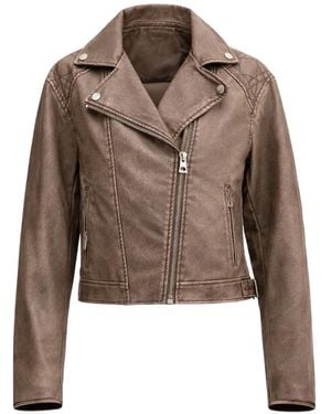 Guess Quilted-Panel Notched-Lapel Jacket - Brown