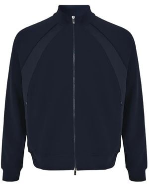 Pal Zileri Panelled Zip-Up Cotton Sweatshirt - Blue