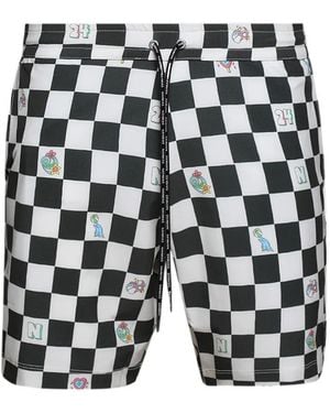 NAHMIAS Speedway Checkerboard Swim Trunks - Blue