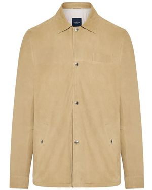 Barba Napoli Button Suede Jacket - Natural