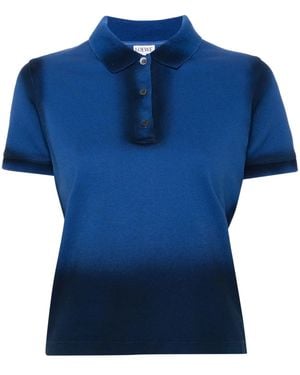 Loewe Anagram-Embroidered Ombré Polo Shirt - Blue
