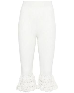 Ganni Crochet Ribbed Pants - White