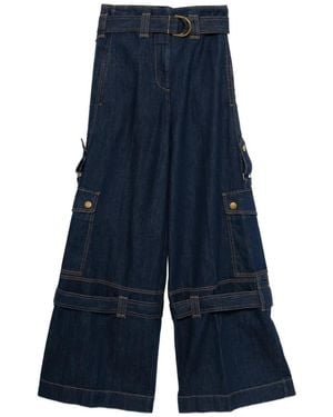 Zimmermann Belted Flap-Pockets Jeans - Blue