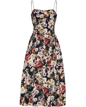 Adam Lippes Rickie Floral-Print Midi Dress - White