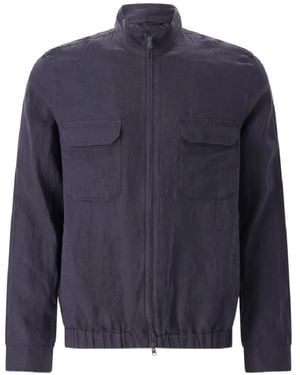 Herno Zip-Up Linen Jacket - Blue