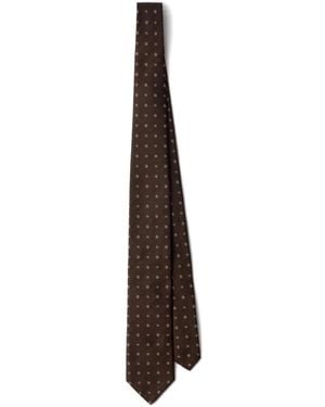 Prada Geometric-Pattern Silk Tie - White