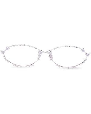 YVMIN Occhiali Da Sole Ovali Con Decorazione - Bianco