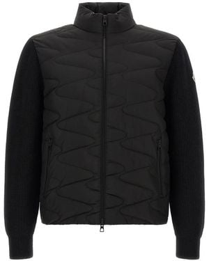 Moncler Veste Matelassée À Empiècements Imprimés - Noir