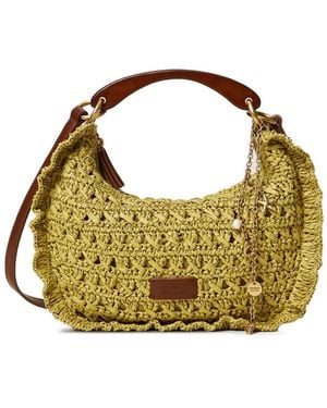 Twinset Croissant Woven Ruffled Shoulder Bag - Metallic